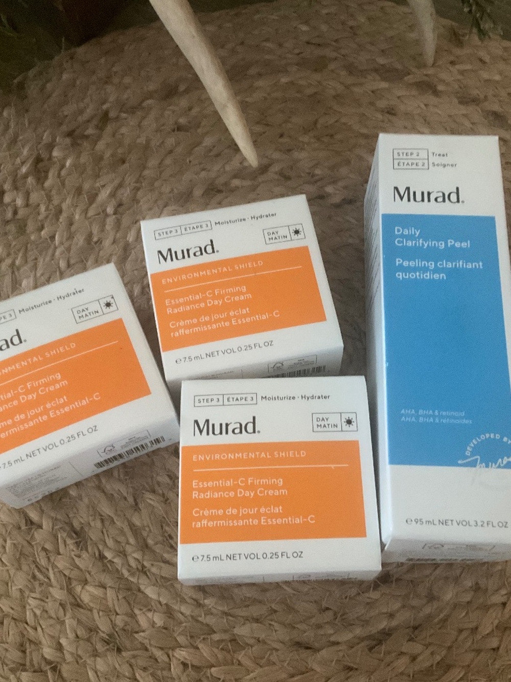 Murad 3 Essential C Firming radiance day creams & Daily Clarifying Peel NWB